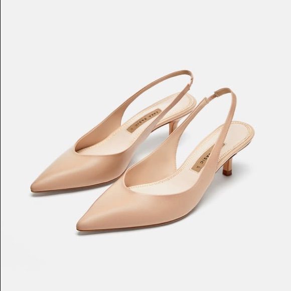 Genuine Zara New With Tag Material: Leather Upper Color: Nude Beautiful Nude Color..... Comfortable 1.9 Inch Heel... Great For Office Or With A Pretty Dress.. Euro Size 38 (7.5), 41(10) Beige Pointed Toe Sandals With 4-inch Heel, Beige Pointed Toe Slingback Pumps With 4-inch Heel, Beige Kitten Heels With Heel Strap And Open Heel, Beige Kitten Heels With Heel Strap, Beige Open Heel Kitten Heels With Sculpted Heel, Feminine Beige Sandals With Pointed Toe, Beige Low-heel Slingback Sandals With Padded Heel, Beige Slingback Pumps With 4-inch Pointed Heel, Cream Slingback Pumps With Branded Heel