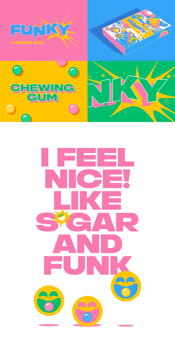 an advertisement with different colors and shapes on it