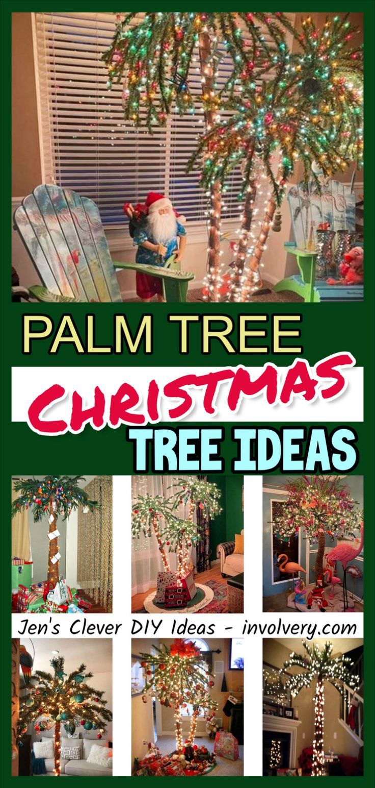 palm tree christmas trees Palm Tree Christmas Lights, Hawaiian Christmas Tree, Tropical Christmas Decorations, Tropical Christmas Trees, Palm Tree Christmas, Beachy Christmas Tree, Trees With Lights, Palm Tree Crafts, Beach Christmas Decorations