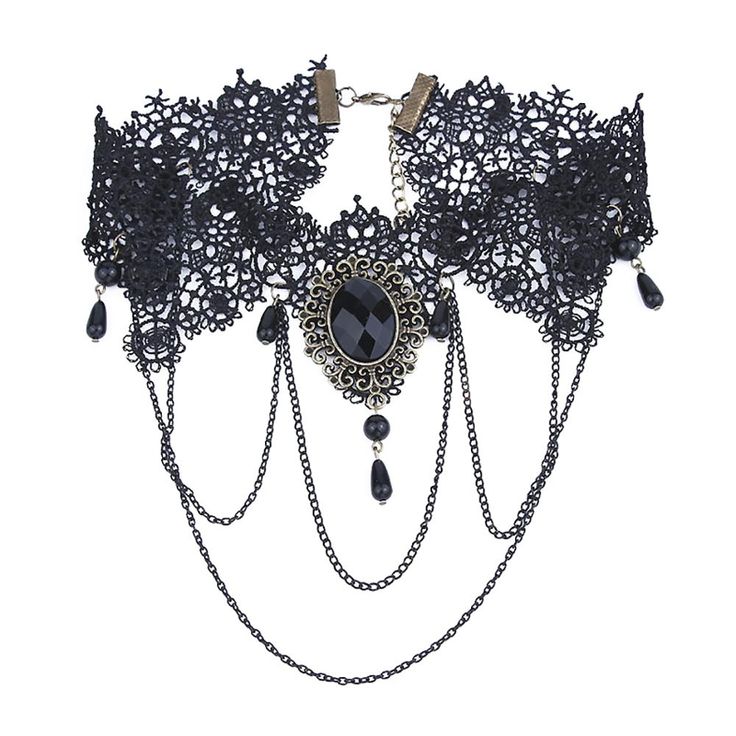 New Collares Sexy Gothic Chokers Crystal Black Lace Necklace Vintage Jewelry JKP2806 Vintage Alloy Chain Jewelry, Vintage Party Choker With Adjustable Chain, Vintage Halloween Party Necklaces, Vintage Halloween Party Necklace, Gothic Chain Choker For Party, Gothic Black Body Jewelry For Party, Vintage Jewelry With Adjustable Chain For Party, Halloween Choker Necklace With Chain, Vintage Party Jewelry With Adjustable Chain