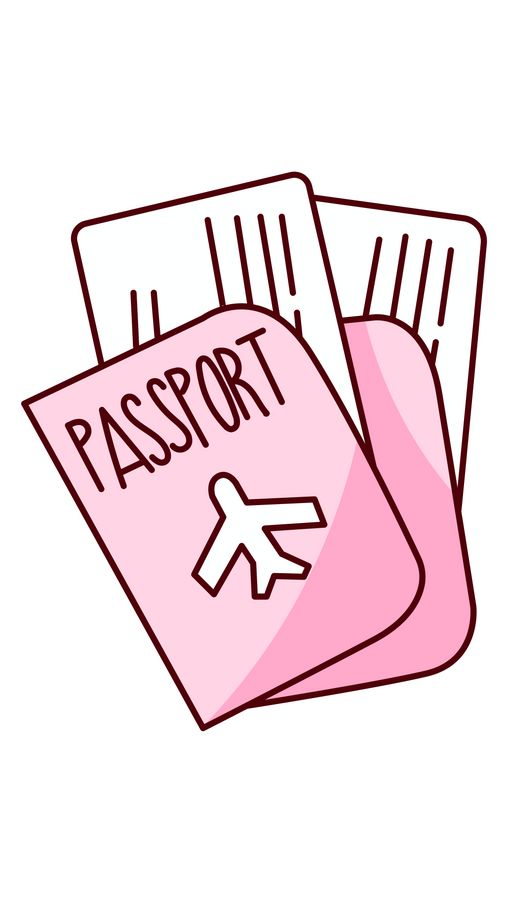 two pink passport cards with an arrow pointing to the word passport on one side and another in the other