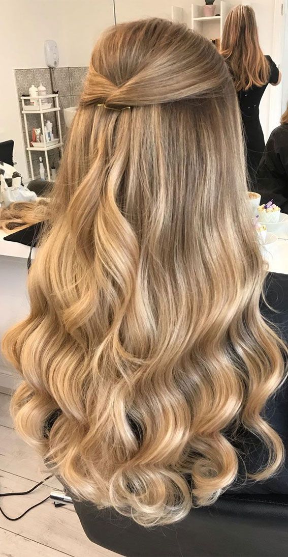 prom hairstyle ideas, half up half down hairstyle, casual half up half down hairstyles, wedding hairstyles, half up hairstyles , trendy half up half down hairstyles, half up half down for wedding , prom hairstyles Graduation Hairstyles For Long Hair, Grad Hairstyles, Curled Prom Hair, Simple Prom Hair, Ball Hairstyles, Graduation Hairstyles, Prom Hairstyles For Long Hair, Hairdo For Long Hair, Half Up Hair