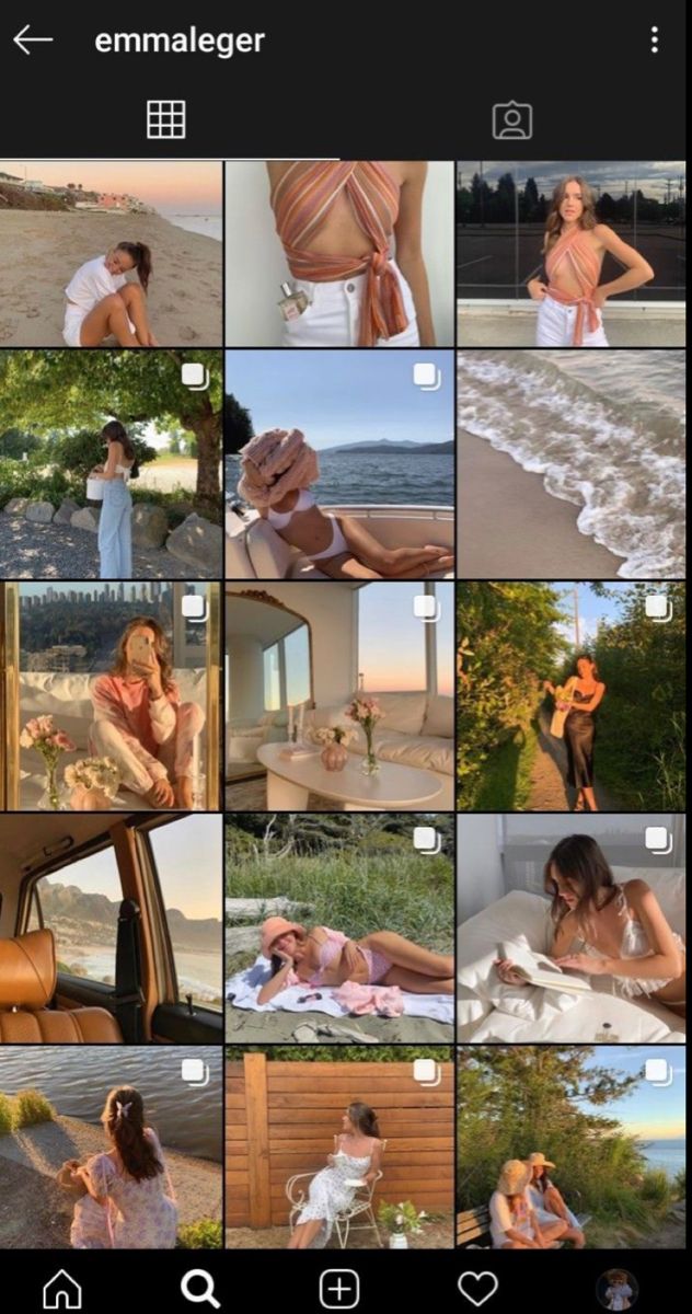 an iphone photo collage with many different pictures and people in the same area, including one woman wearing a bathing suit