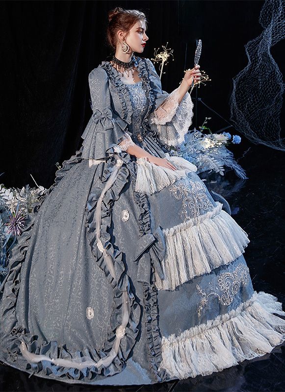 Rococo Baroque Blue Marie Antoinette Dresses 18th Century Renaissance Historical Period Dress Reenactment Clothing     Condition: Brand New   Color:  As Picture   Material: Satins And Lace   Silhouette: Ball Gown   Sleeve Length: Half Sleeve   Dresses Length:Floor-Length   Neckline: Square-Collar   Decoration: Lace   Style: Vintage     Includes: Dress Marie Antoinette Dress 18th Century, Masquerade Party Dresses, Marie Antoinette Dresses, Dress Layered, Retro Costume, Blue Ball Gowns, Period Dress, Party Dresses Online, Old Fashion Dresses