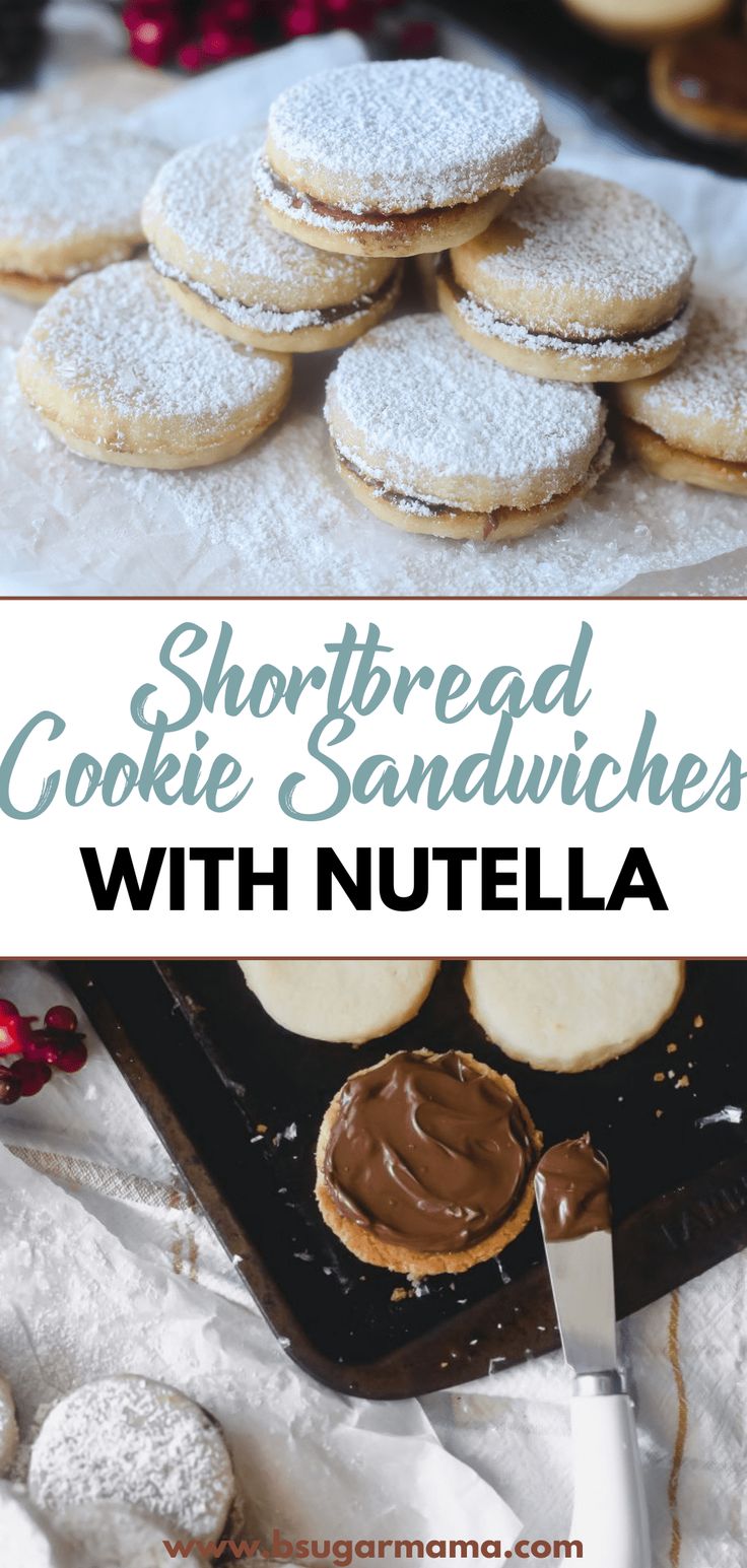 shortbread cookie sandwiches with nutella in the background