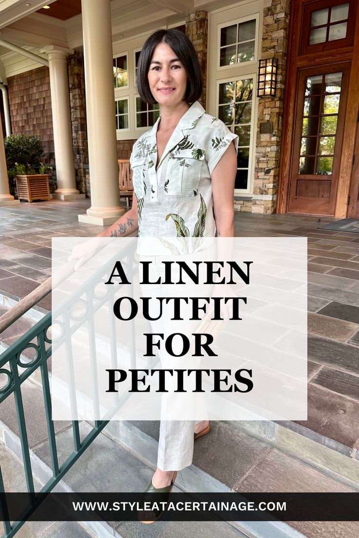 Elevate your style with this subtle linen outfit for petites, perfect for a day or evening out. With its breathable fabric and chic design, this linen outfit is sure to become a staple in your wardrobe this season. In this post, Kelly shares her top picks from Anthropologie, making it easier for petite women over 40 to find fashionable and comfortable clothing online. Check it out! Petite Summer Outfits, Outfit For Petite Women, Outfits For Petite, Linen Pants Outfit, Linen Outfit, Style At A Certain Age, Linen Drawstring Pants, Daily Fashion Inspiration, 50 And Fabulous