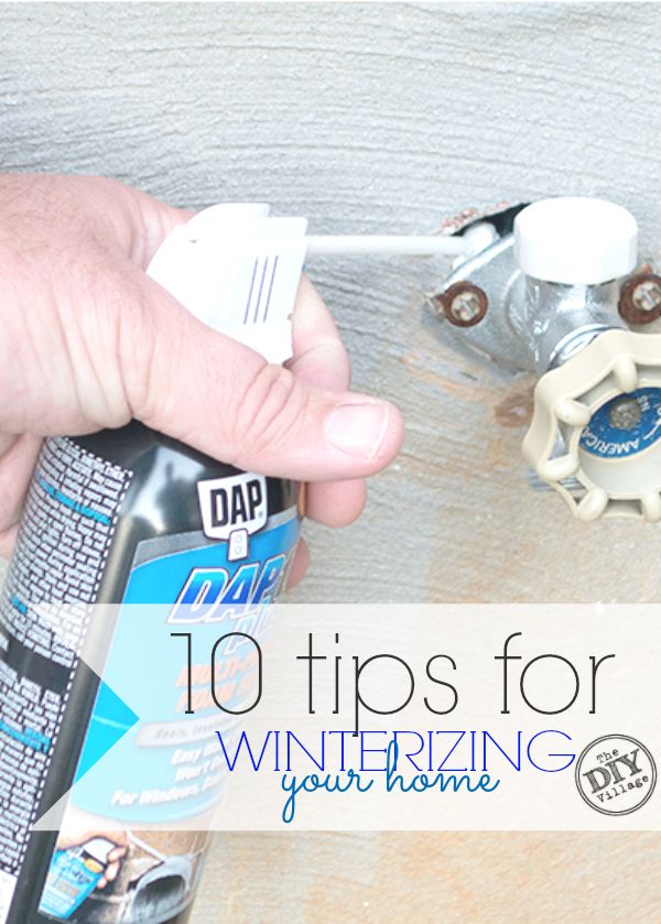 a hand is holding a spray bottle with the words 10 tips for winterizing your home