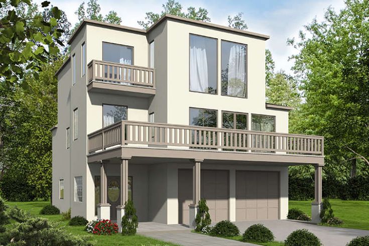 this is an artist's rendering of a two - story house with balconyes and balconies