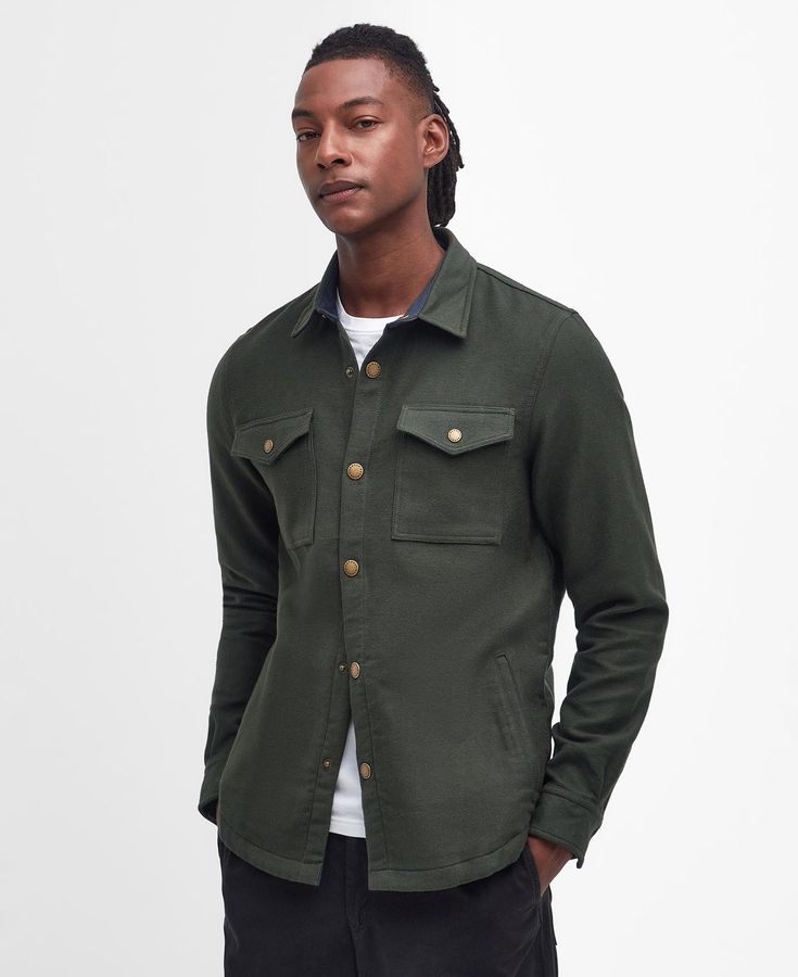 The Barbour Carrbridge overshirt presents classic style for men. It’s crafted from 100% cotton and features snap buttons through the front. Shaped to a tailored fit, it’s a refined style that works well with denim and boots. Classic Fall Shirt With Buttoned Pockets, Classic Shirt With Buttoned Pockets For Casual Gatherings, Classic Collared Utility Jacket With Snap Buttons, Classic Workwear Flannel Shirt With Snap Buttons, Classic Flannel Shirt With Snap Buttons For Work, Classic Everyday Flannel Shirt With Button Closure, Classic Unstructured Shirt With Snap Buttons, Classic Button-up Flannel Shirt With Snap Buttons, Classic Shirt With Snap Buttons