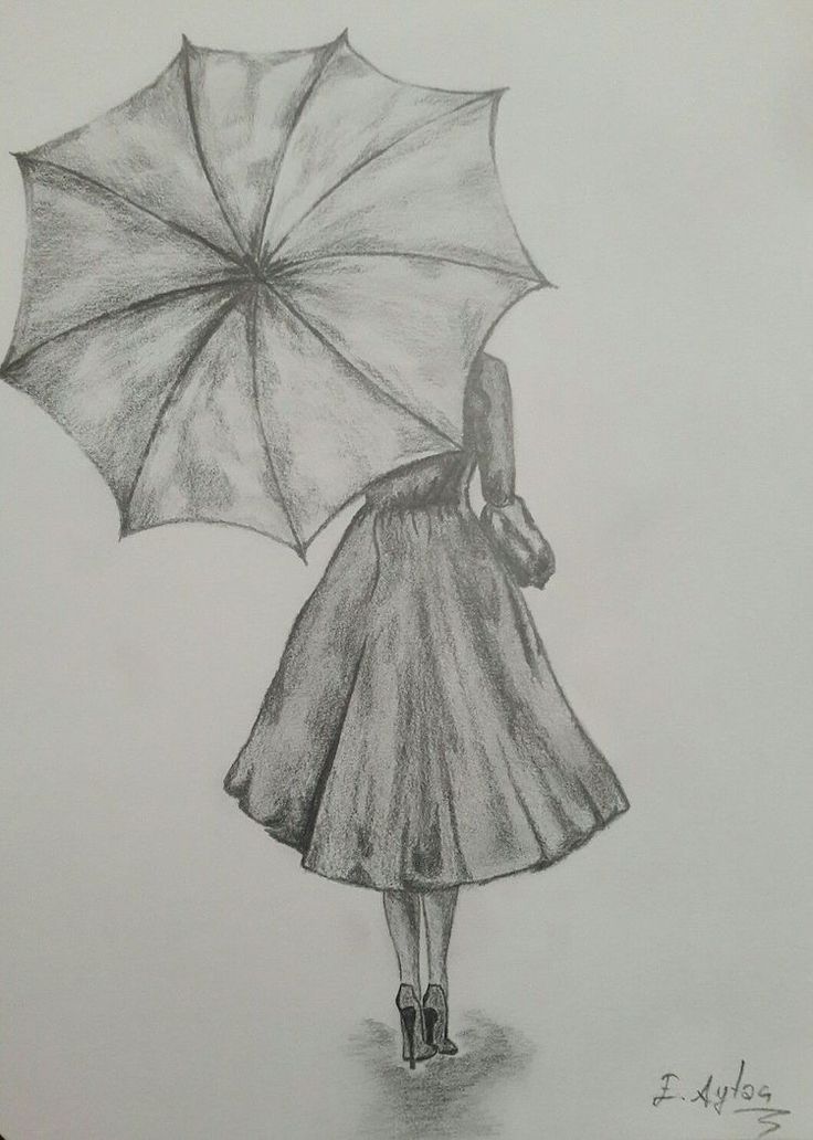 Black Ink Drawing Simple, Girl With Umbrella Drawing, Umbrella Drawing, Drawing Dragon, Pencil Drawings Of Flowers, Pencil Drawings Of Animals, Girl Drawing Sketches, Cool Pencil Drawings, Art Sketches Pencil