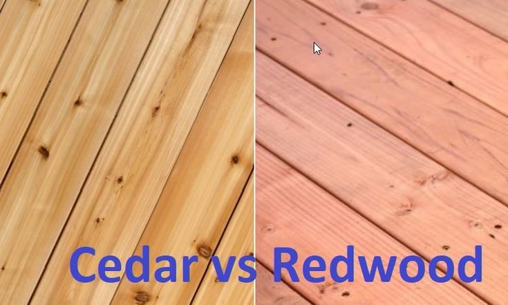 two pictures side by side, one with wood and the other with redwood flooring