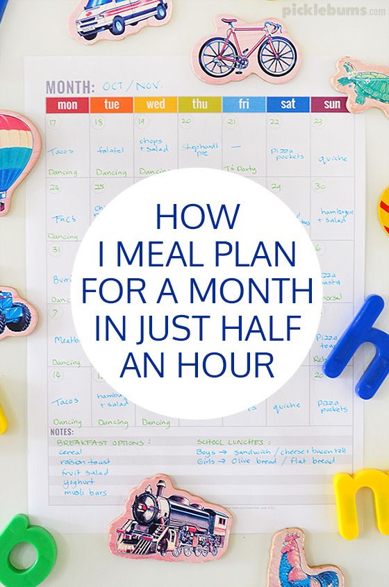 a meal plan for a month in just half an hour with magnets on it