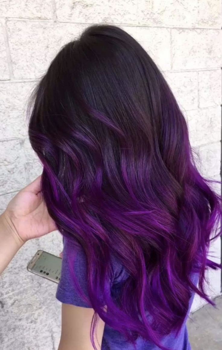 Purple hair Purple Hair White Streak, Colorful Bayalage Hair, Purple Tips On Brown Hair, Dimensional Purple Hair, Violet Balayage Brunette, Purple Tips Hair Brown, Purple Hair With Brown, Purple And Dark Brown Hair, Brown To Purple Hair