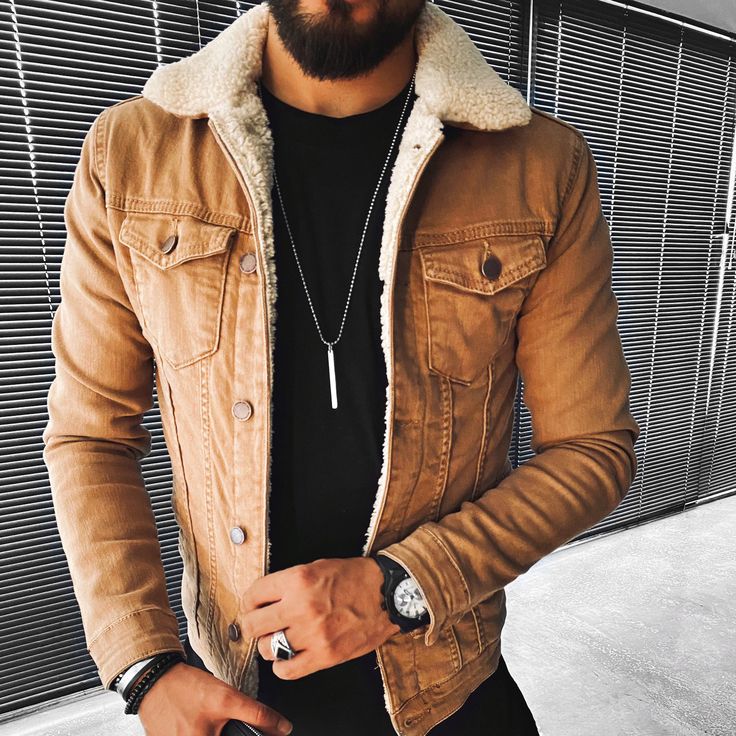 Casual Fashion Plus Fleece Long Sleeve Jacket Checked Shirt Dress, Men Jackets, Khaki Fashion, Long Sleeve Jacket, Brown Jacket, Sleeve Jacket, Long Sleeves Jacket, Jackets Online, Men Winter