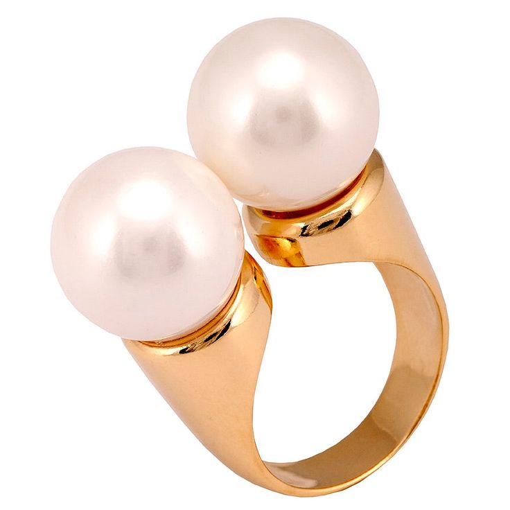 The elegant design and craftsmanship make this ring ideal for any special occasion.Pearls are approximately 14mmAN30863 *C-6* Elegant Open Pearl Ring, Elegant Open Pearl Ring For Anniversary, Elegant Pearl White Open Ring, Elegant Pearl White Open Pearl Ring, White Pearl Drop Ring For Formal Occasions, Elegant Round Rings For Party, Wedding Pearl Open Ring, Open Pearl Ring For Wedding, Pearl Open Ring For Wedding