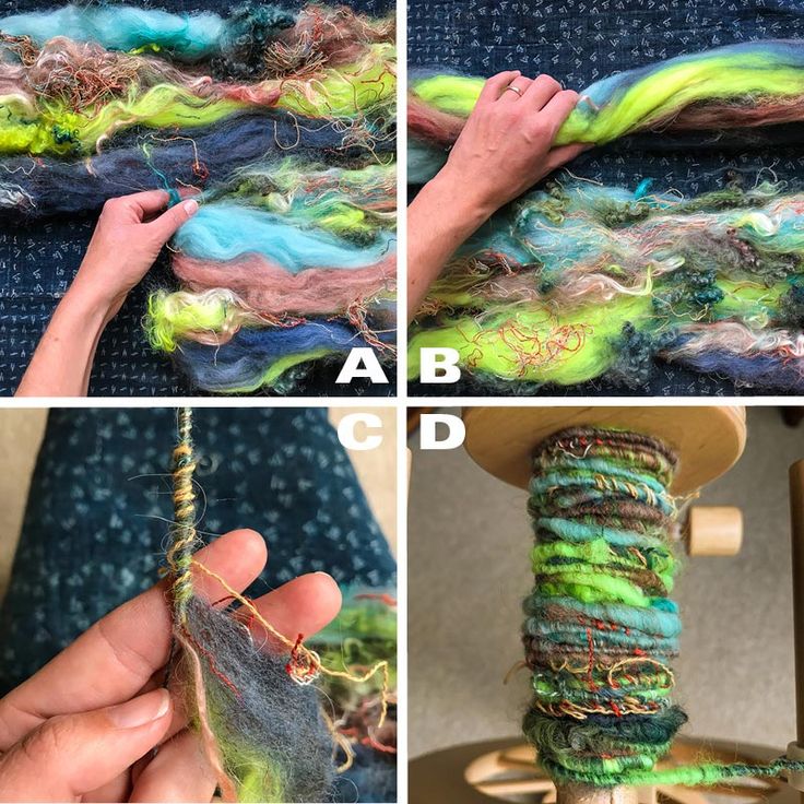 the process of making a colorful piece of yarn