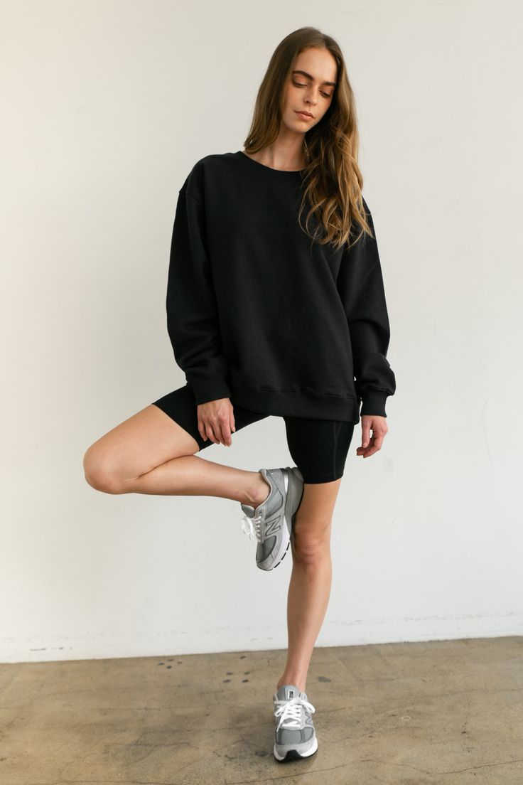 The Boyfriend Sweatshirt - Almina Concept Oversized Comfortable Black Sweater, Comfortable Oversized Black Sweater, Comfy Black Sweatshirt For Loungewear, Black Relaxed Fit Sweats In French Terry, Comfy Long Sleeve Black Sweatshirt, Comfy Black Long Sleeve Sweatshirt, Oversized Athleisure Sweatshirt With Ribbed Cuffs, Oversized Sweats With Ribbed Cuffs And Drop Shoulder, Black Relaxed Fit Comfy Sweatshirt