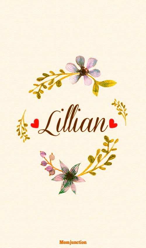 the name lillan is surrounded by watercolor flowers and leaves on a white background