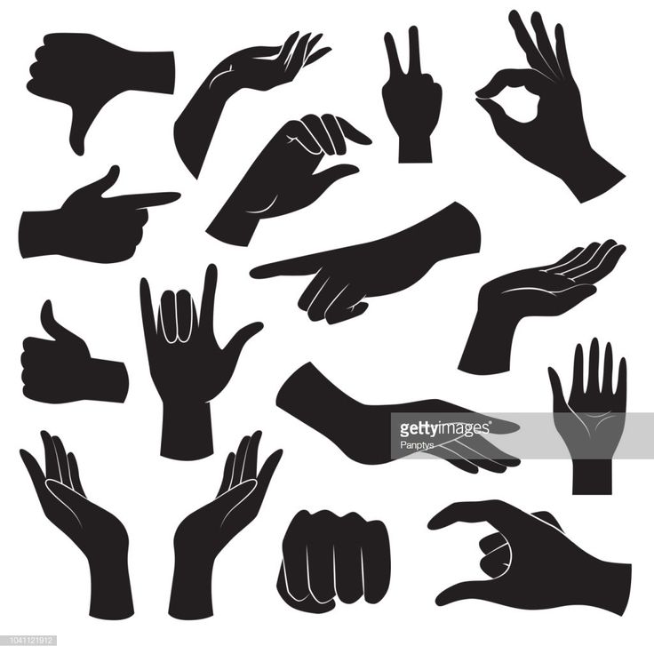 black and white silhouettes of hand gestures