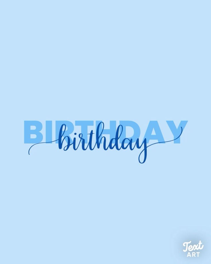 the word birthday written in blue ink on a light blue background