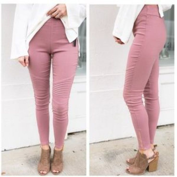 These Jeggings Boast A Chic Mauve Hue That Adds A Subtle Pop Of Color To Your Wardrobe. The Edgy Moto Detailing And Ankle Zips Elevate The Classic Jegging Design, Infusing A Touch Of Urban Sophistication. With A Flattering Fit And Versatile Ankle Length, These Jeggings Are A Must-Have For Effortlessly Trendy Looks. Whether Paired With Sneakers Or Heels, They're The Perfect Canvas For Your Fashion Creativity. Elastic Waistband. 60% Cotton, 35% Nylon, 5% Spandex. Zipper Hardware Golden In Color Stretch Pink Bottoms With Pull-on Style, Casual High-waisted Pink Leggings, Casual Fitted Jeggings For Spring, Pink Stretch Bottoms With Pull-on Style, Spring Solid Mid-rise Jeggings, High Waist Casual Jeggings For Spring, Casual High Waist Jeggings For Spring, Chic Elastic Pants For Spring, Casual High Waist Spring Jeggings