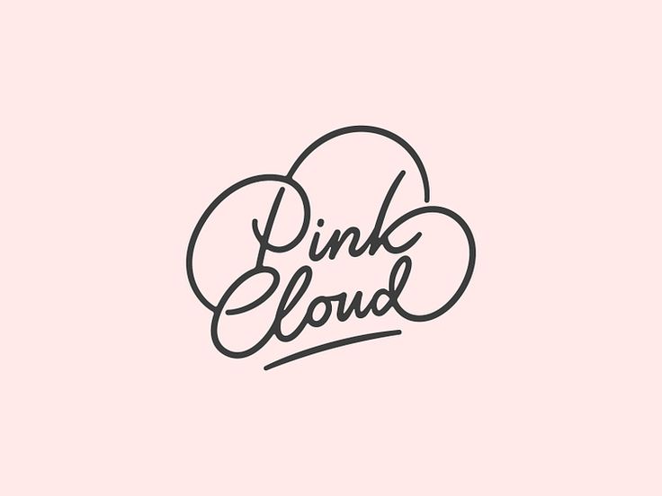 the word pink cloud written in black ink on a pink background