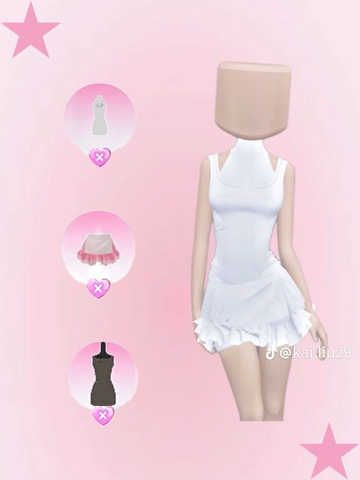 a mannequin wearing a white dress with pink stars around it