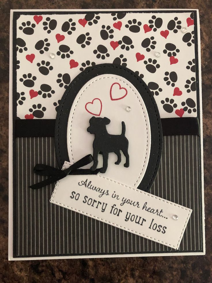 a card with a dog on it that says always in your heart so sorry for your loss