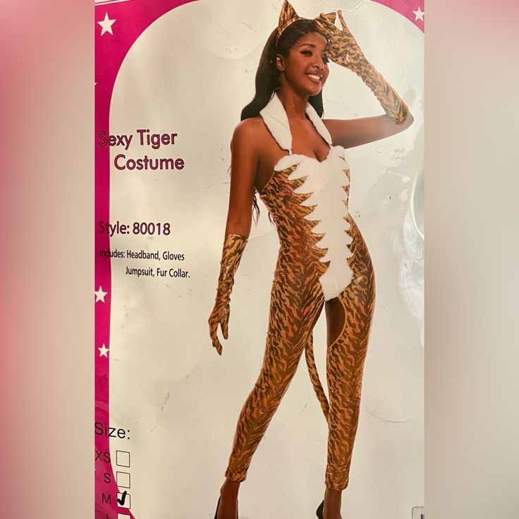 Medium Sexy Tiger Costume With Ears, Tail, Separate Fur Neck Piece That Hooks To The Body And Long Gloves. Please Note That This Costume Is Open To The Top Of The Inner Thigh, The Rest Of The Leg Is Covered!!! Smokin Hot Fitted Novelty Costume Accessories With Cat Ears, Fitted Novelty Costume Accessories For Cosplay, Fitted Novelty Cosplay Costume Accessories, Fitted Cat Ears Costume Accessories For Party, Fitted Novelty Costume Accessories For Party, Novelty Fitted Costume Accessories For Parties, Kate Spade Laptop Bag, Tiger Costume, Juicy Couture Tracksuit