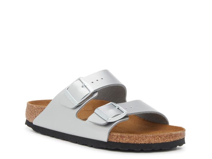 Birkenstock Arizona Sandal - Women's - Free Shipping | DSW Classic Footbed Sandals For Vacation In Spring, Classic Footbed Sandals For Spring Vacation, Classic Slide Footbed Sandals For Spring, Classic Spring Footbed Sandals For Vacation, Classic Double Strap Footbed Sandals For Spring, Classic Open Toe Footbed Sandals For Spring, Classic Double Strap Footbed Sandals, Classic Spring Vacation Footbed Sandals, Classic Footbed Sandals For Beach In Spring