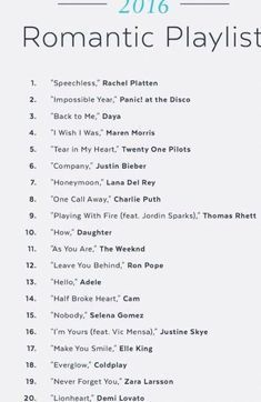 the 2012 romantic playlist is shown here