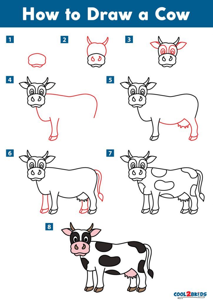 how to draw a cow for kids with easy step - by - step drawing instructions