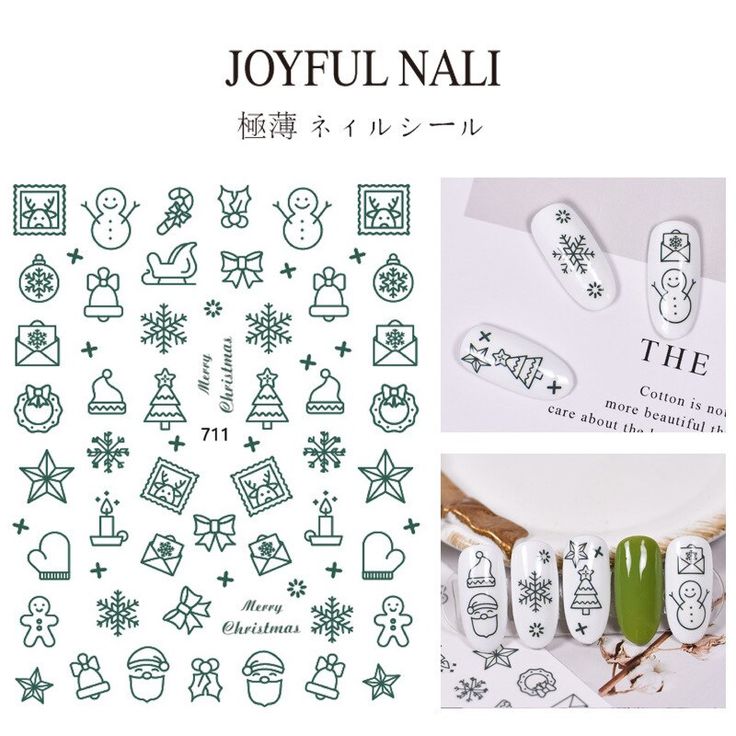 Origin: CN(Origin)Model Number: 0079Item Type: Sticker Decal Nail Art Vert, Snowflake Diy, Nail Art Noel, Sticker Nail Art, Green Nail Art, Snow Flakes Diy, Sticker Christmas, Green Nail, Fake Nails With Glue