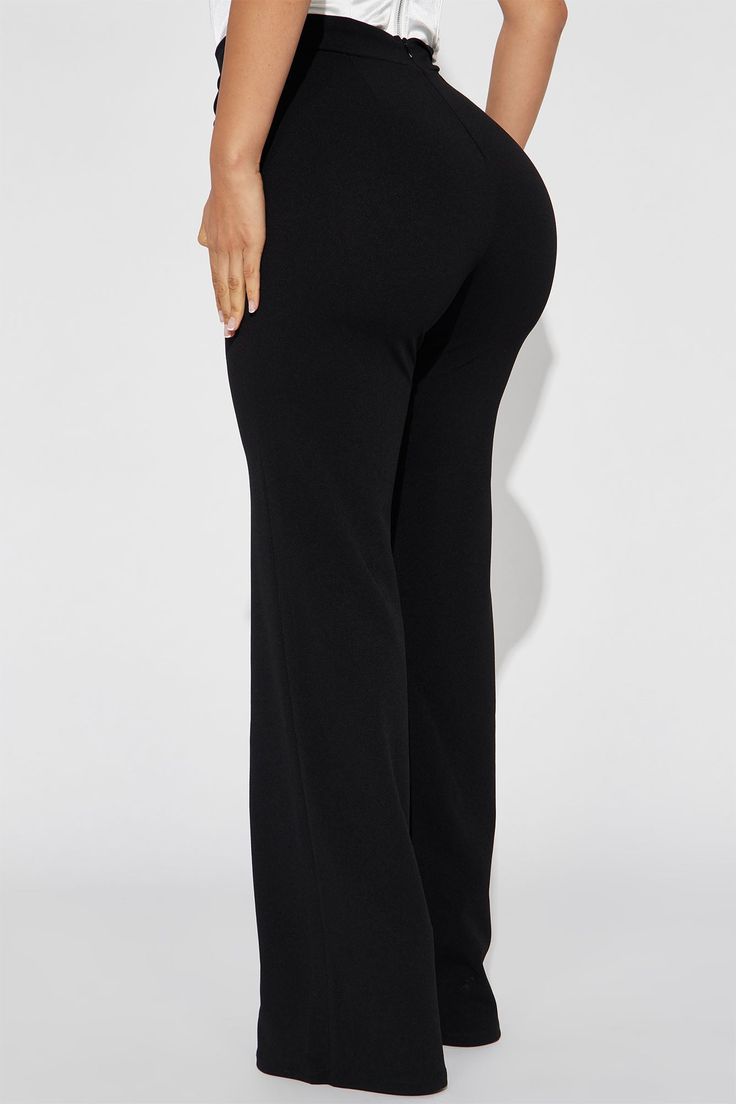 Available in Black, White, Royal and Red Your Basic Victoria High Waist Pants Now With Pockets! High Rise Crepe Knit Pintuck On Front Stretch 2 Front Pockets Back Hidden Zipper Flare Leg Opening 95% Polyester 5% Spandex Imported | Posh High Waisted Dress Pants in Black size XS by Fashion Nova Black Elastane Bottoms For Loungewear, Black Elastane Lounge Pants, Black Elastane Pants For Loungewear, Black Wide Leg Loungewear Leggings, Elastane Wide Leg Pants For Night Out, Black Loungewear Bottoms, Chic Fitted Solid Sweatpants, Chic Fitted Sweatpants Trousers, Chic Fitted Sweatpants