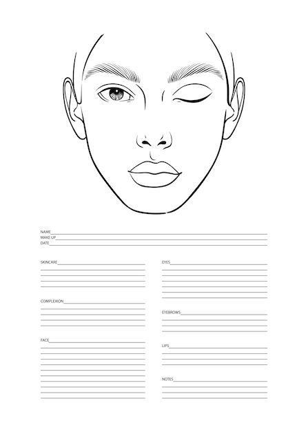 Makeup artist blank template. face chart... | Premium Vector #Freepik #vector #makeup-artist #girl-sketch #face-makeup #woman-lips Face Chart Makeup Blank Templates, Make Up Template Face, Face Chart Template, Face Template Makeup, Makeup Chart, Face Chart Makeup, Makeup Template, Theater Makeup, Makeup Content