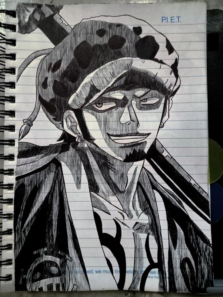 a drawing of a man with a pirate hat and eye patch on his head is shown