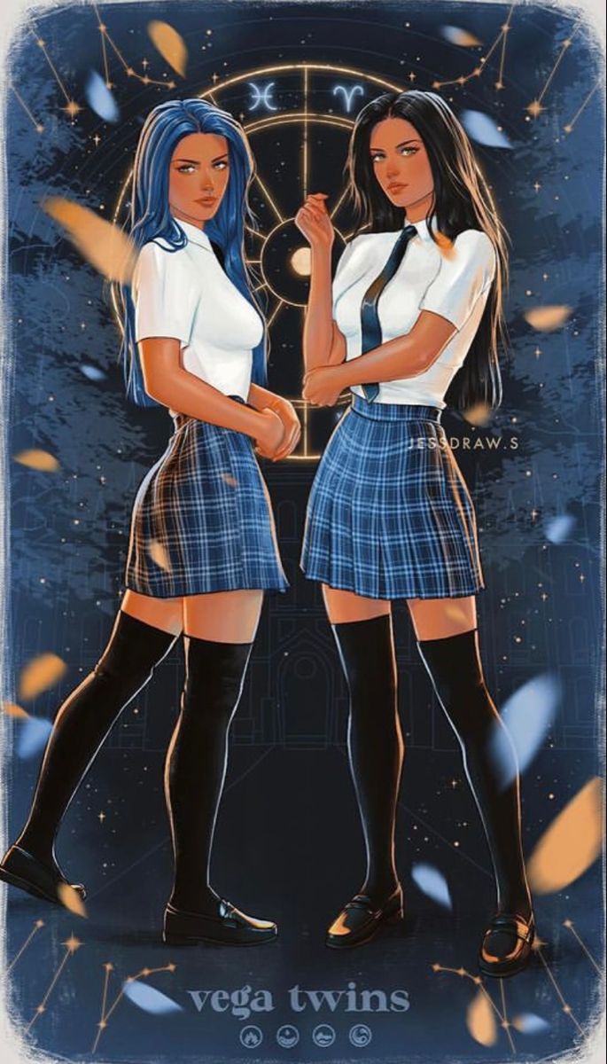 two girls in school uniforms standing next to each other