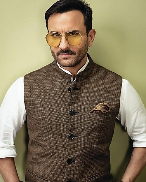 Pant Shirt With Nehru Jacket, Nehru Jacket For Men Formal, Saif Kareena, Formal Pant Shirt, Slick Back Hairstyle, India Fashion Men, Tinted Aviator Sunglasses, Back Hairstyle, Pajama Men