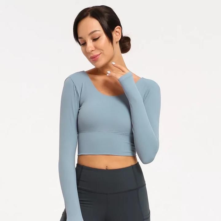 Baller Babe Ruby Long Sleeve Middi Top Blue Easy 30 day return policy Back Yoga, High Waisted Tights, Yoga Crop Tops, Womens Yoga Clothes, Yoga Jacket, Yoga Top, Compression Tights, Beautiful Figure, Tights Outfit