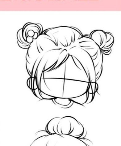 How To Draw Manga Step By Step, Chibi Reference Hair, Drawing Chibi Hair, Chibi Hair Female, Chibi Sketch Hair, How To Draw Chibi Hair, Chibi Art Style Hair, Chibi Hair Reference, Chibi Hairstyles