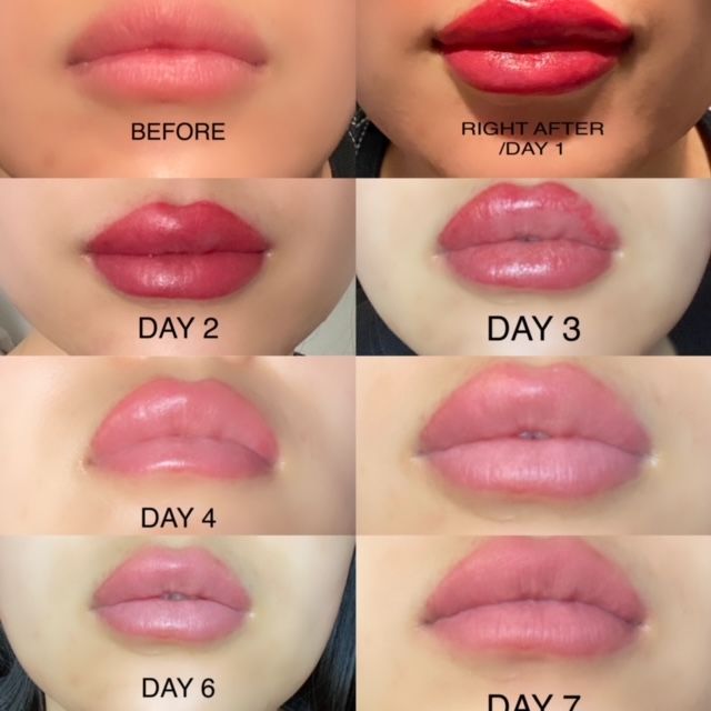 Lip Blush And Filler, Lip Blush On Dark Lips, Lip Blush Colors For Blondes, Lip Blush Natural, Lip Blushing Healing Process, Lip Blushing Tattoo Colors Dark Skin, Lip Blush Color Chart, Lip Blushing Tattoo Before And After Colors, Lipblush Before And After