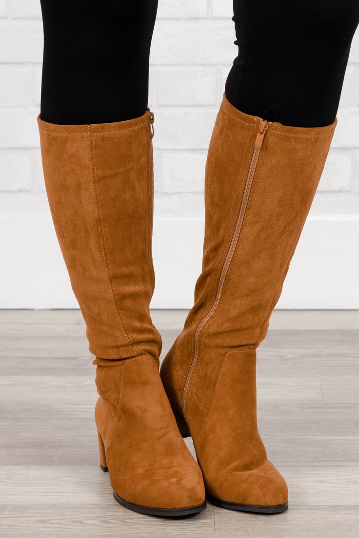 Run, run, runaway to the checkout with these gorgeous boots! They have a neutral camel color and a wide calf comfy fit that is so easy to pair with all of your favorite outfits throughout the season! *If you are in-between sizes, we suggest sizing up.* Wide Calf Suede Mid-calf Boots For Fall, Suede Mid-calf Boots For Fall, Casual Mid-calf Boots For Fall, Casual Wide Calf Mid-calf Boots For Fall, Casual Suede Knee-high Boots With Wide Calf, Beige Wide Calf Boots For Fall, Casual Solid Color Knee-high Boots, Beige Mid-calf Heeled Boots For Fall, Trendy Brown Knee-high Boots For Fall