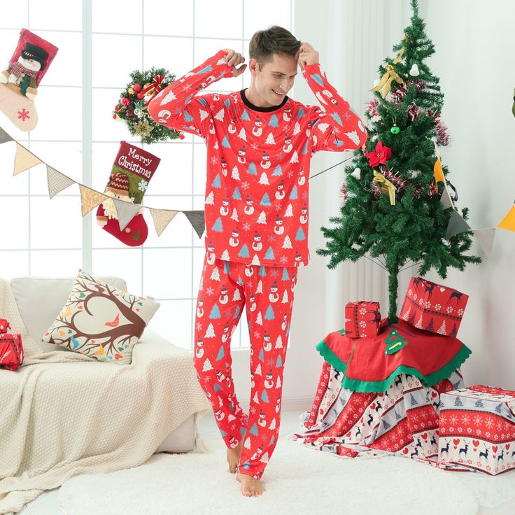 These cute pajamas are suitable for Christmas holidays and family gatherings. Your family will love these comfortable Christmas pajamas. Elegant and unique.Can be given to friends as a Christmas gift so you can wear these pajamas to spend an unforgettable Christmas with your family. Specifications: Made of premium cotton blend, skin-friendly, comfortable and soft. Unique design, long sleeve shirt, and long pants keep warm for winter. Many sizes for you to choose from. Package includes: 1 x Pajam Cozy Winter Home Sets, Family Matching Christmas Bedtime Sets, Family Matching Holiday Winter Sleepwear, Playful Long Sleeve Christmas Sleepwear, Red Matching Winter Sleepwear, Red Matching Sleepwear For Winter, Family Matching Sets For Holiday Pajama Party, Playful Christmas Sleepwear, Matching Christmas Bedtime Sets