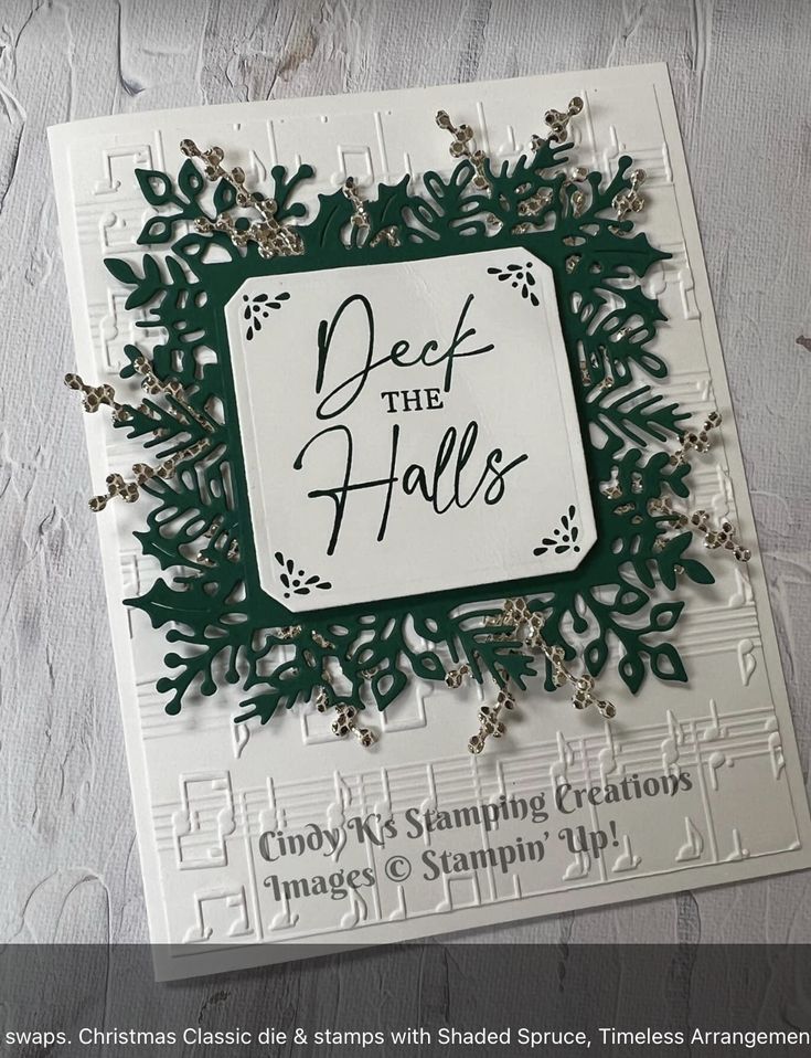 a christmas card with the words deck the hall on it