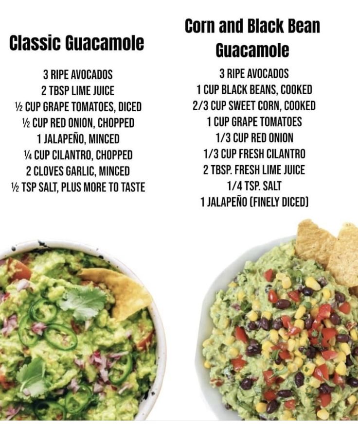 two bowls filled with different types of guacamole and tortilla chips