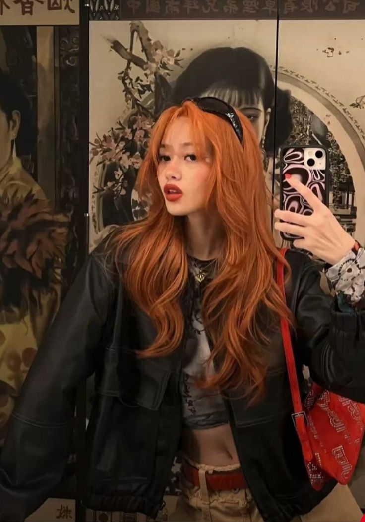 Copper hair 
Ginger Ginger Wolfcut, Dark Ginger Hair, Red Orange Hair, Lisa Hair, Cheveux Oranges, Hair Color Asian, Hair Color Orange, Red Hair Inspo, Dream Future