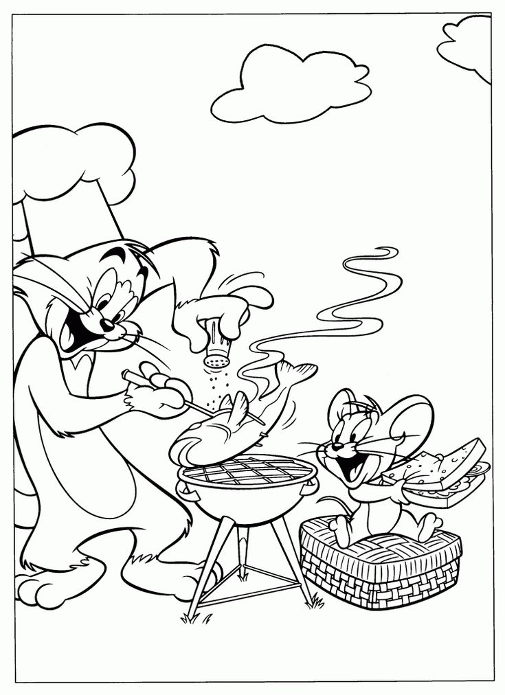 an image of cartoon characters cooking on the grill