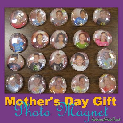 mother's day gift photo magnets are displayed on a table with purple background