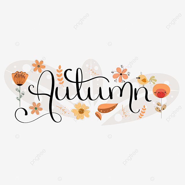 the word autumn surrounded by flowers and leaves