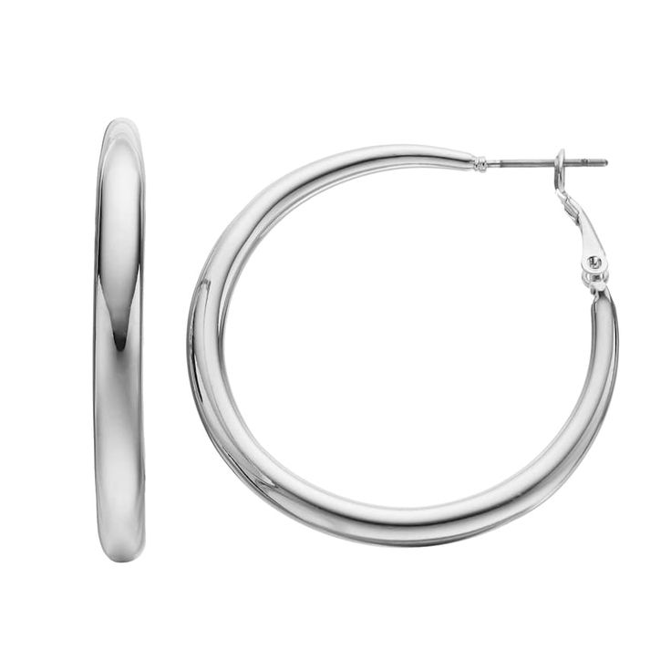 Complete your jewelry collection with these Sonoma Goods For Life glossy hoop earrings.EARRING DETAILS Diameter: 1.5 in. Closures: leverback  Not appropriate for children 14 years old and younger. Size: One Size. Color: Multicolor. Gender: female. Age Group: adult. Nickel Free Hoop Earrings For Anniversary, White Gold Hoop Earrings With Lever Back, White Gold Hoop Earrings With Lever Back Ear Wires, Jewelry Earrings Hoops, For Life, Silver Bracelet, Jewelry Collection, Silver Tone, Gold Tones